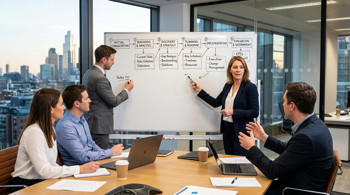Comment fonctionne le business consulting : les étapes clés du processus